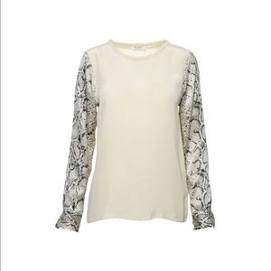 Equipment long sleeve top in beige XS